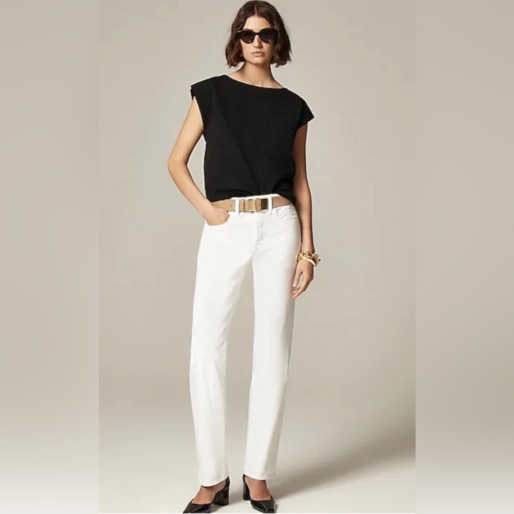 NWT J. Crew Mid Rise Straight Leg Relaxed Slouchy 1984 Rigid White Denim Jeans
